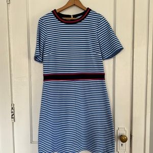 Pink blue and white striped Draper James dress
